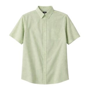 Chaps Easy Care Button Down Shirt XXL Green Micro Print Short Sleeve Classic Fit
